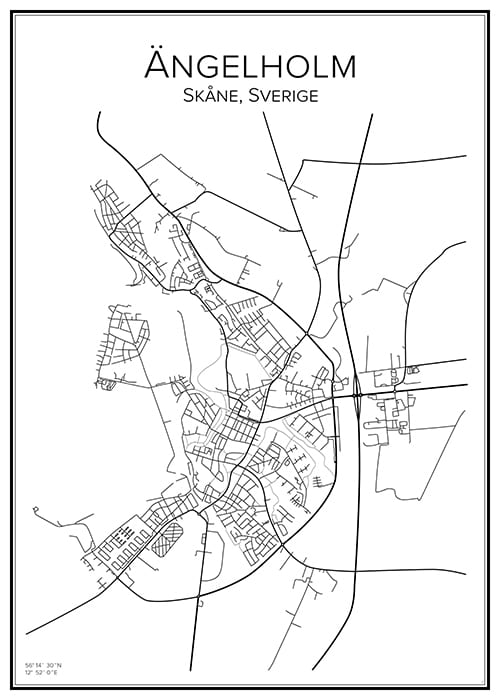 Stadskarta över Ängelholm