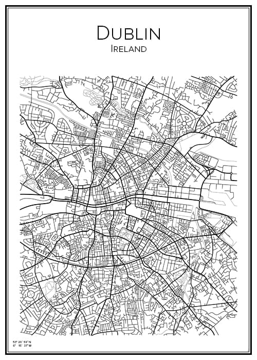 Stadskarta över Dublin
