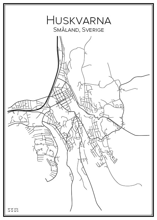 Stadskarta över Huskvarna