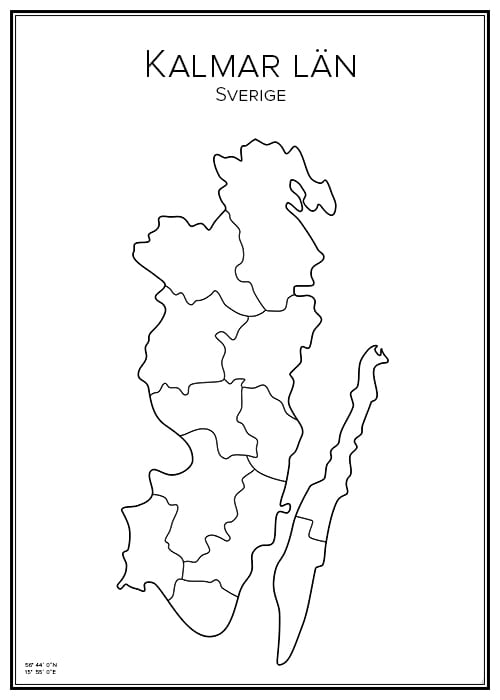 Stadskarta över Kalmar län