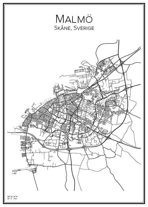 Stadskarta över Malmö