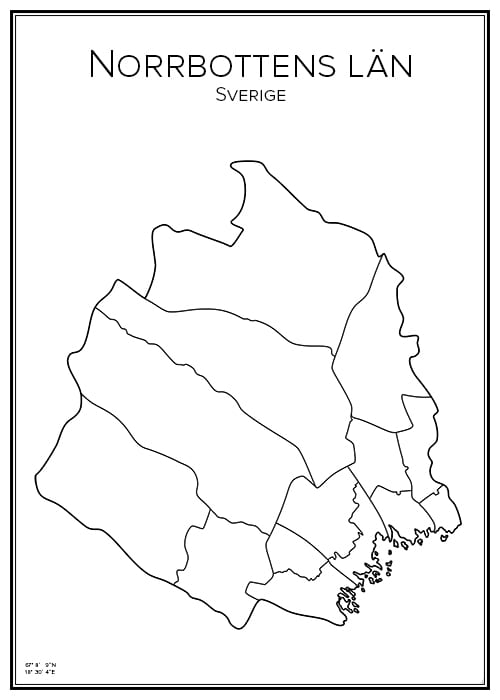 Stadskarta över Norrbottens län