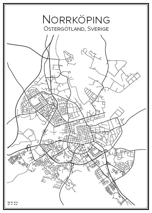 Stadskarta över Norrköping