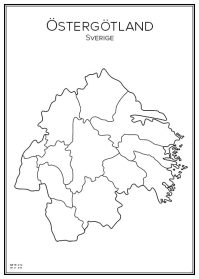 Stadskarta över Östergötlands län