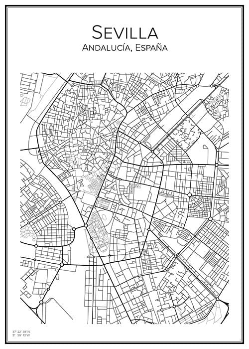 Stadskarta över Sevilla
