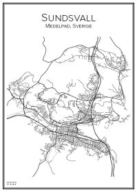 Stadskarta över Sundsvall