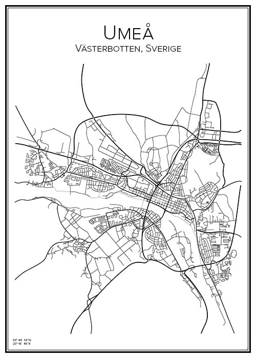 Stadskarta över Umeå