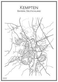 Stadskarta över Kempten