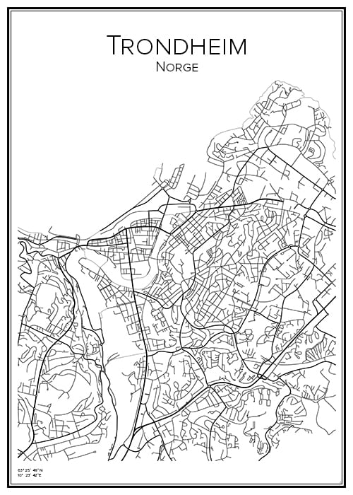 Stadskarta över Trondheim