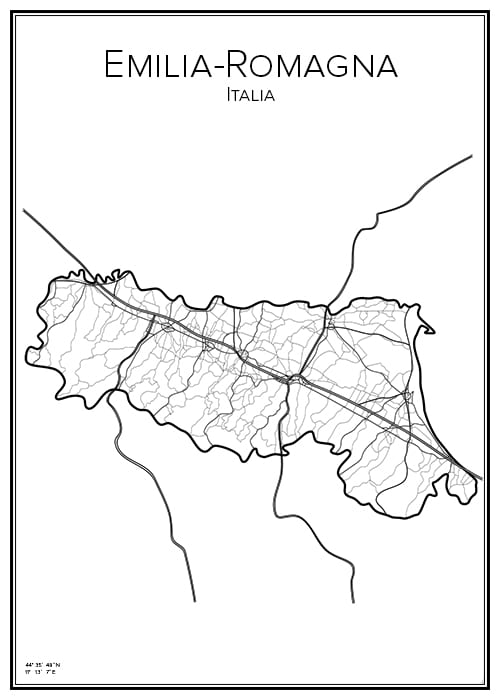 Stadskarta över Emilia-Romagna