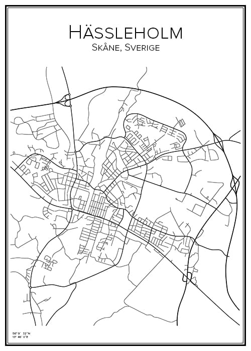 Stadskarta över Hässleholm