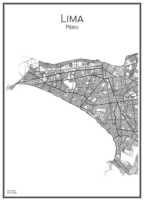Stadskarta över Lima