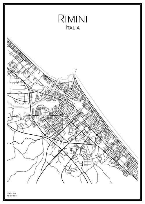 Stadskarta över Rimini