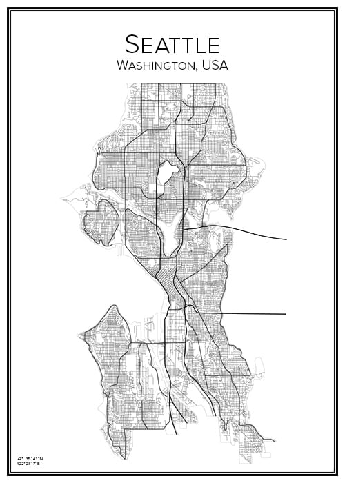 Stadskarta över Seattle