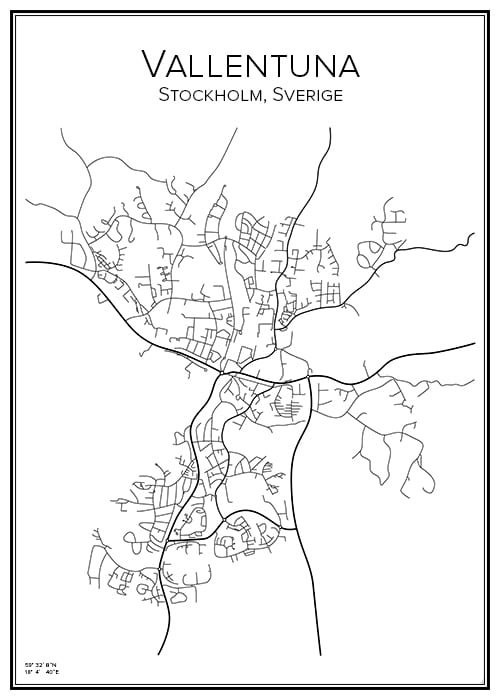 Stadskarta över Vallentuna