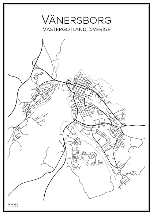 Stadskarta över Vänersborg