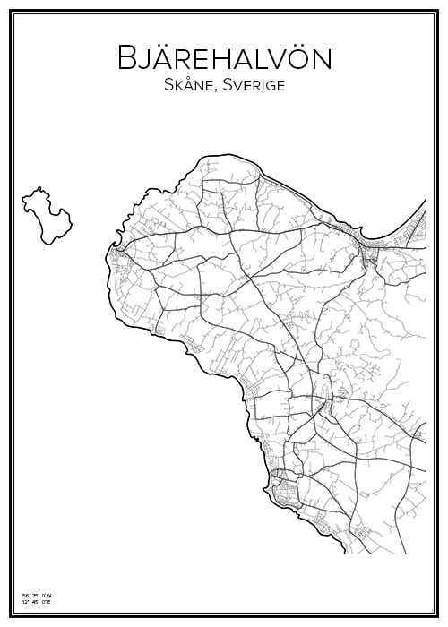 Stadskarta över Bjärehalvön