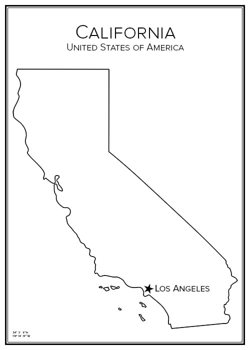 Stadskarta över Kalifornien