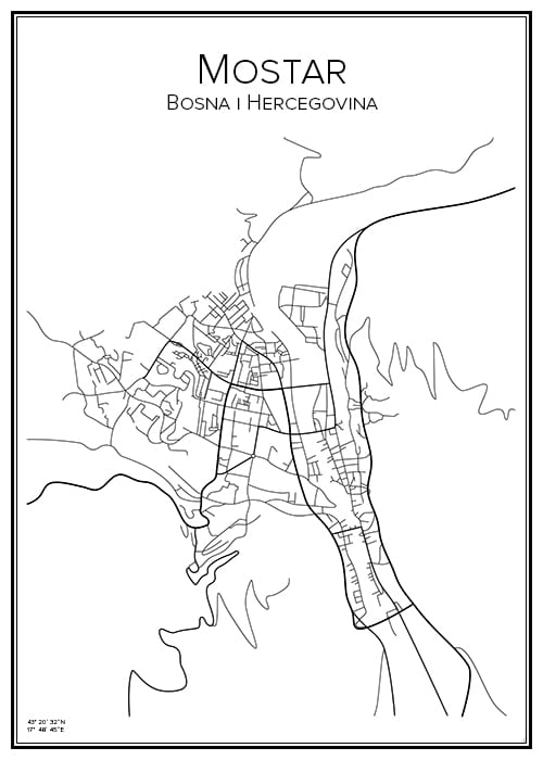 Stadskarta över Mostar