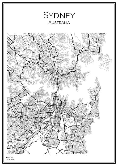 Stadskarta över Sydney