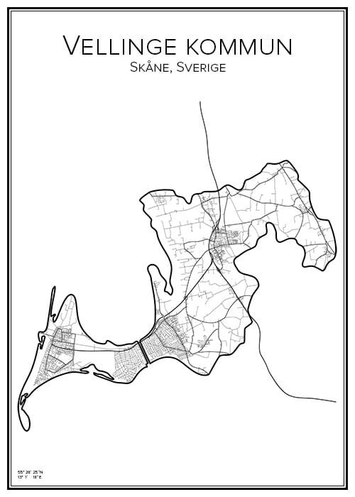 Stadskarta över Vellinge kommun
