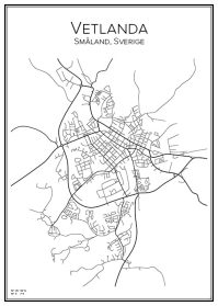 Stadskarta över Vetlanda