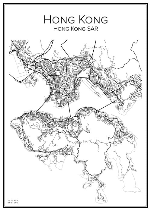 Stadskarta över Hong Kong