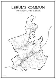 Stadskarta över Lerums kommun