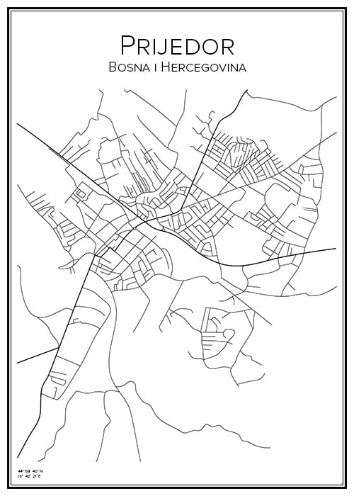 Stadskarta över Prijedor