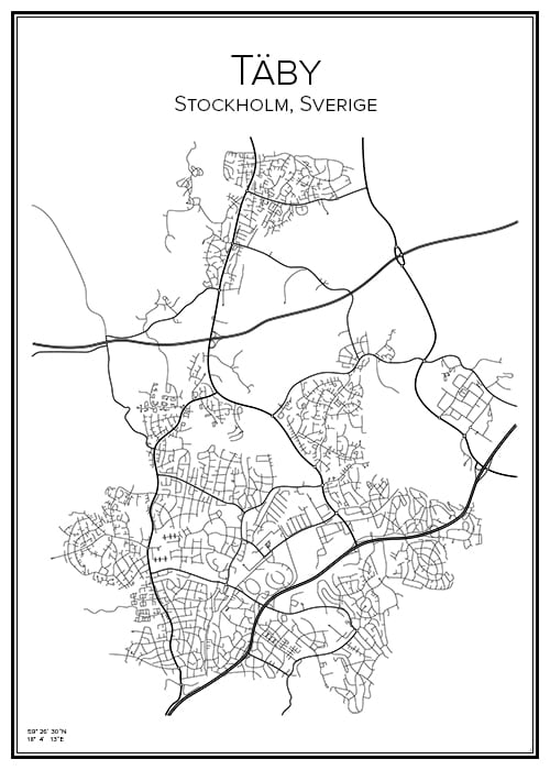 Stadskarta över Täby