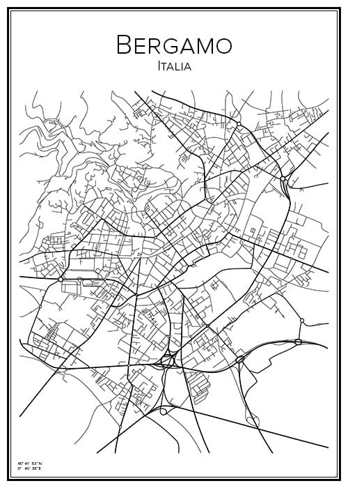 Stadskarta över Bergamo
