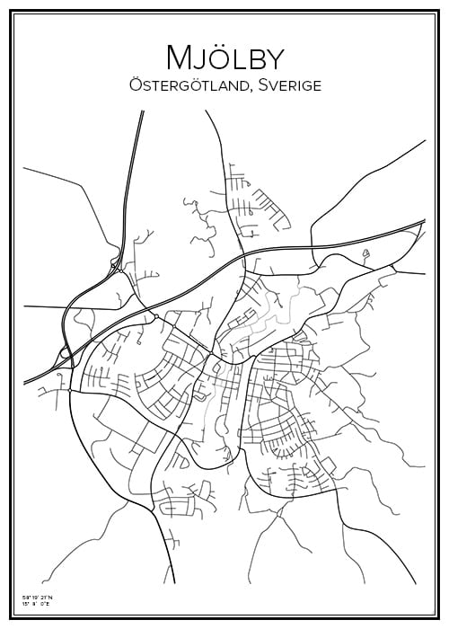 Stadskarta över Mjölby