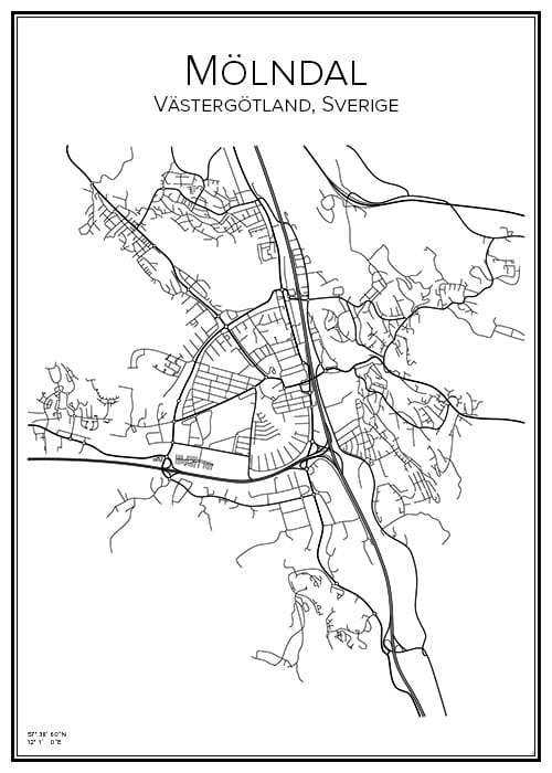 Stadskarta över Mölndal
