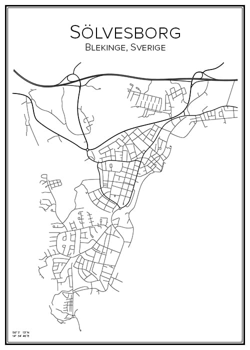 Stadskarta över Sölvesborg