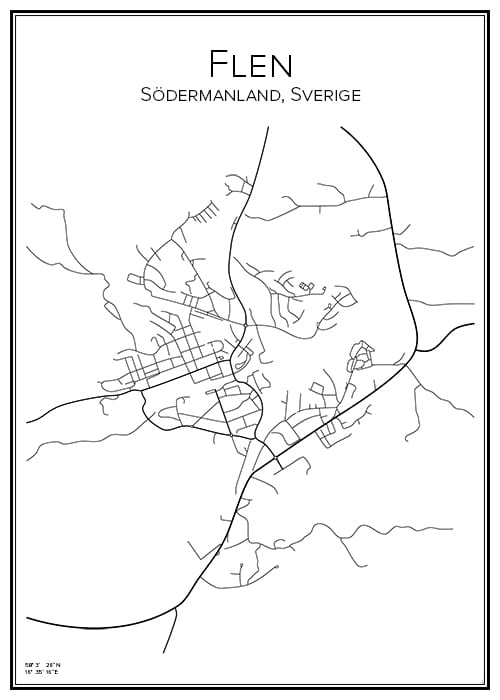 Stadskarta över Flen