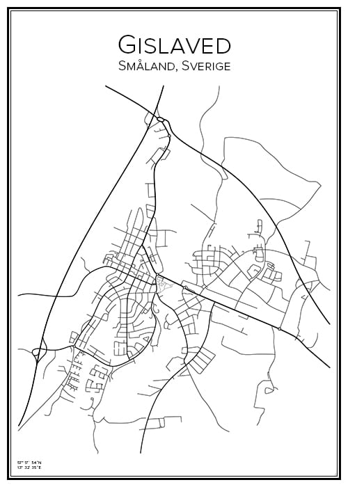 Stadskarta över Gislaved