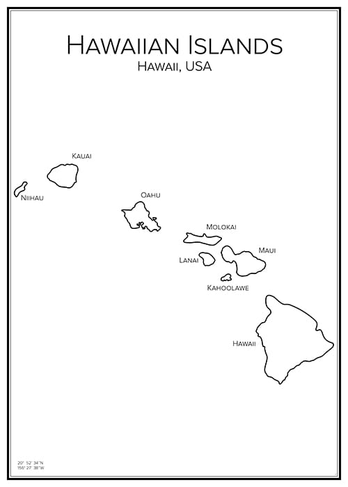 Stadskarta över Hawaiiöarna