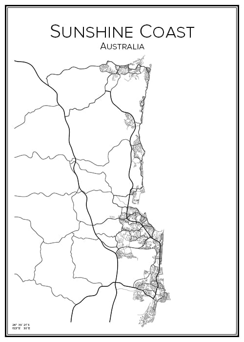 Stadskarta över Sunshine Coast