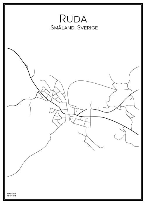 Stadskarta över Ruda