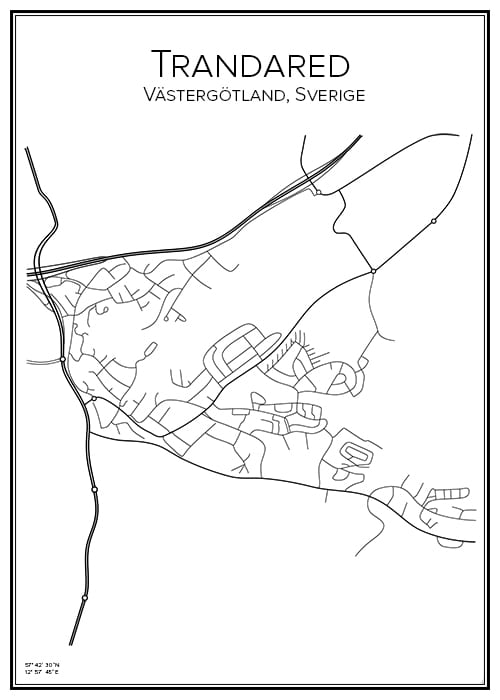 Stadskarta över Trandared