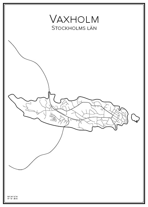 Stadskarta över Vaxholm