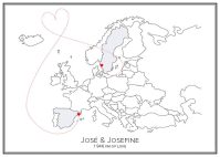 Stadskarta över Europa med två hjärtan