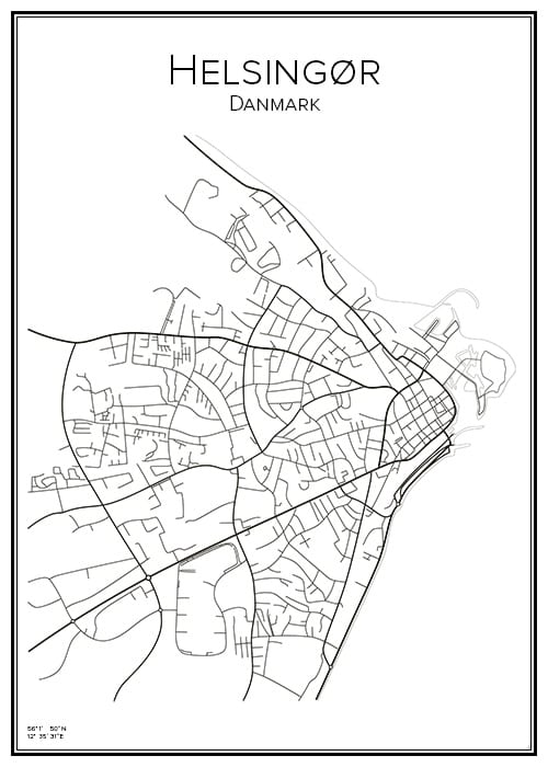 Stadskarta över Helsingör