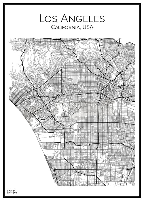 Stadskarta öve Los Angeles