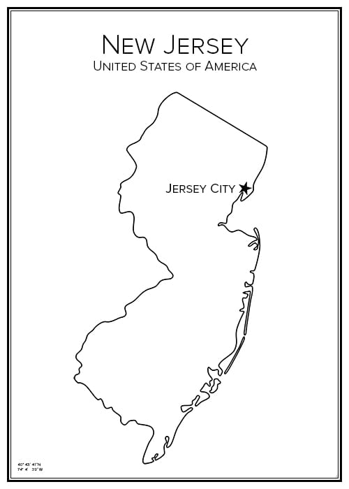 Stadskarta över New Jersey