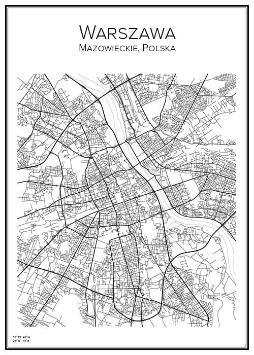 Stadskarta över Warszawa