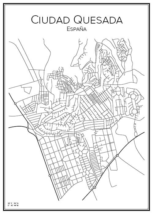 Stadskarta över Ciudad Quesada
