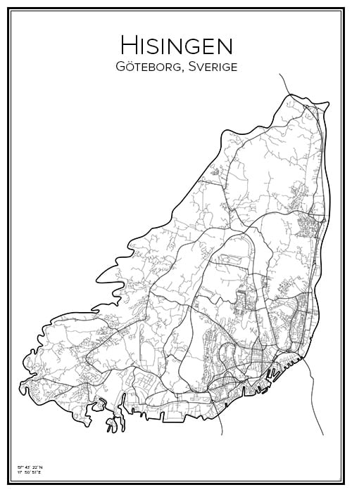 Stadskarta över Hisingen