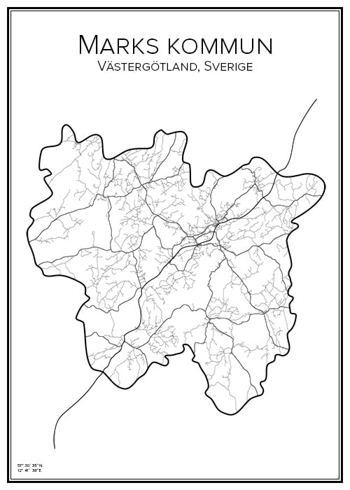 Stadskarta över Marks kommun