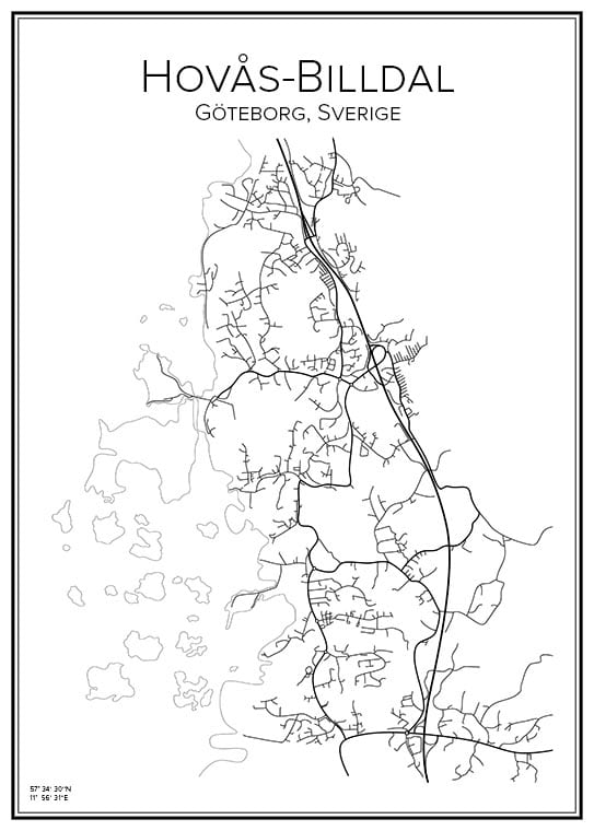 Stadskarta över Hovås-Billdal